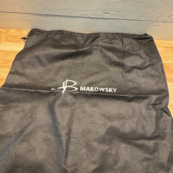 B. Makowsky Mahogany Brown & Black Pebble Leather Shoulder Bag Purse & Dust Bag - Picture 4 of 12